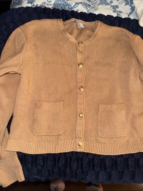 J. Crew Camel Button-Up Pocket Cardigan